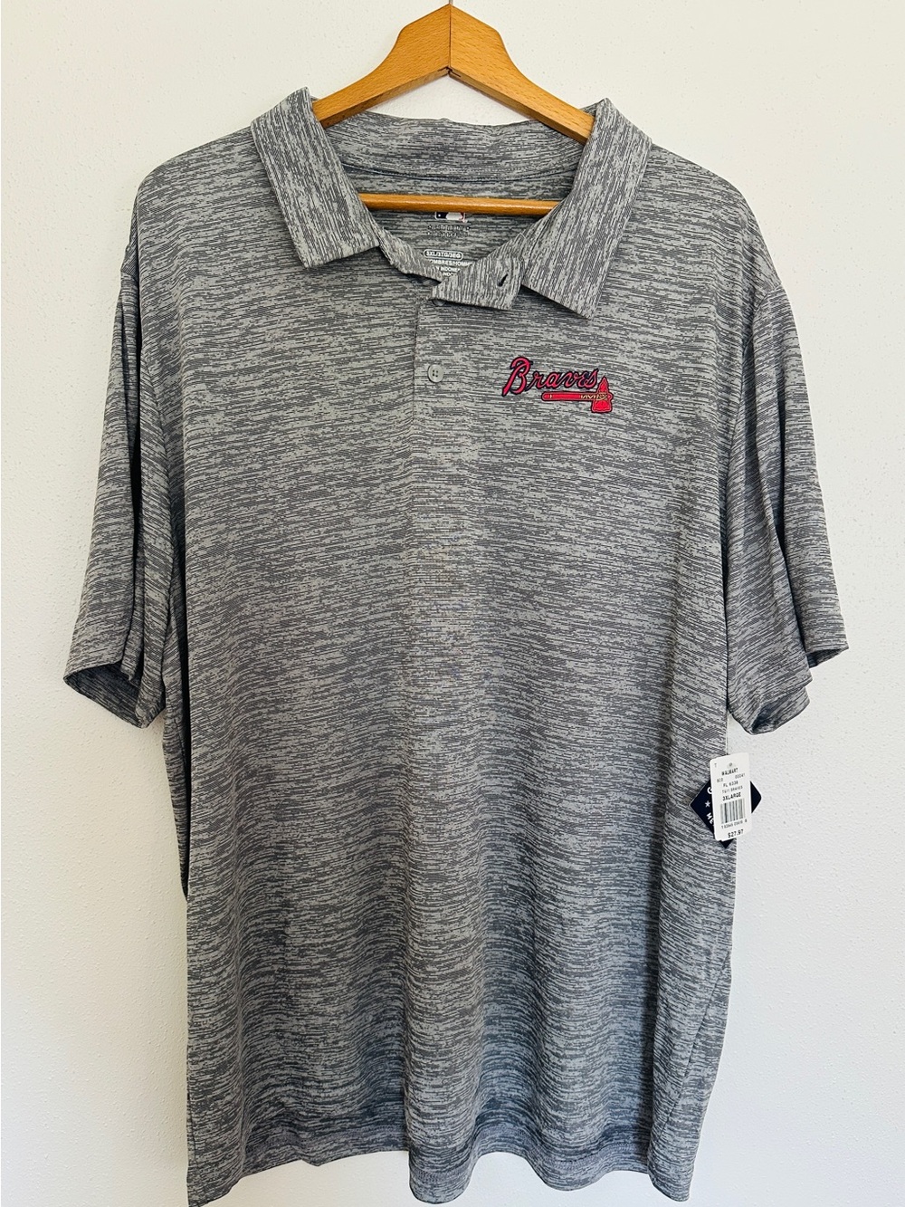 NWT Atlanta Braves MLB Antigua Gray Heathered Polo Shirt Men's Size 3XL XXXL